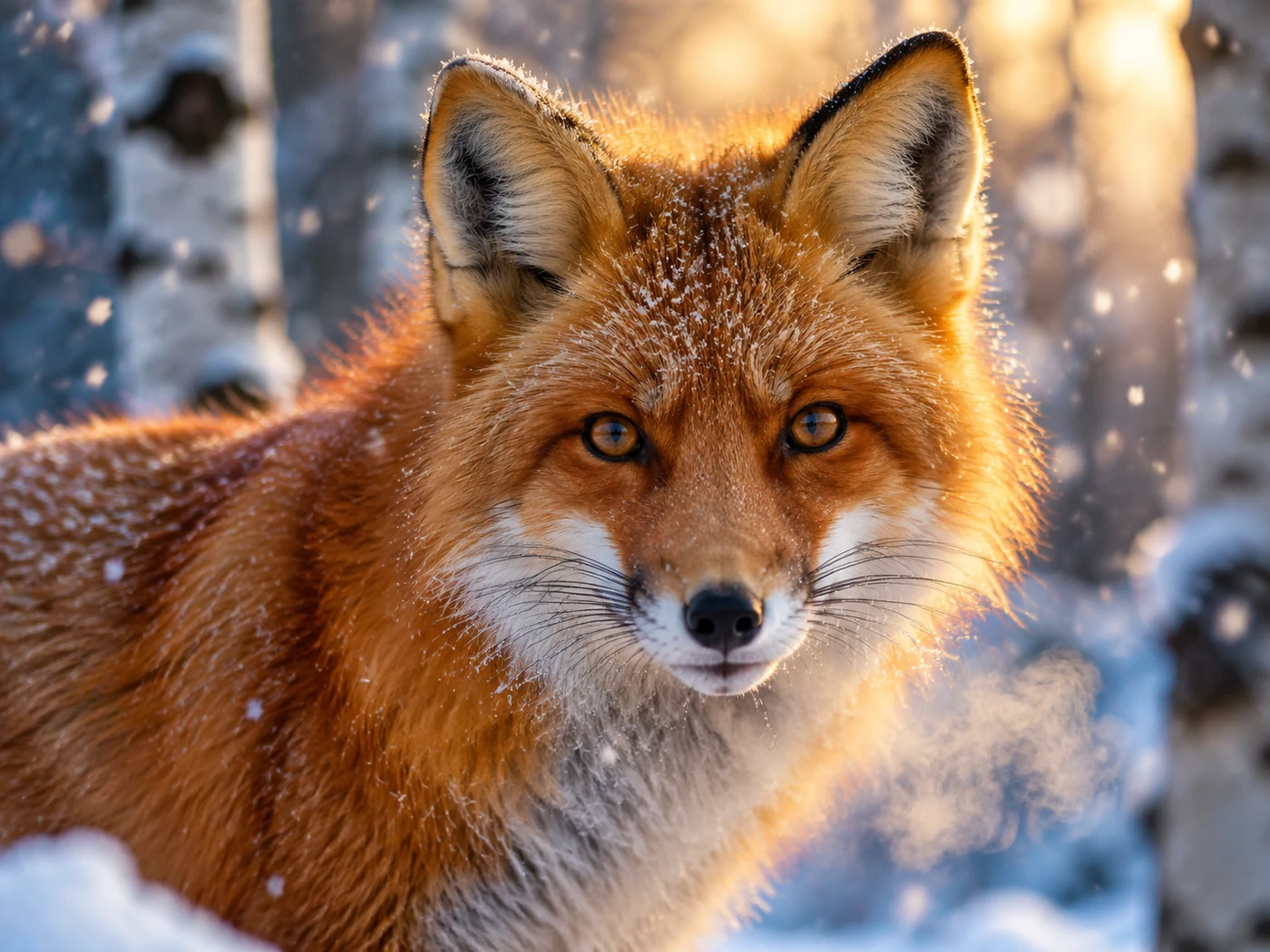 Red fox in a snowy forest — AI generated image example