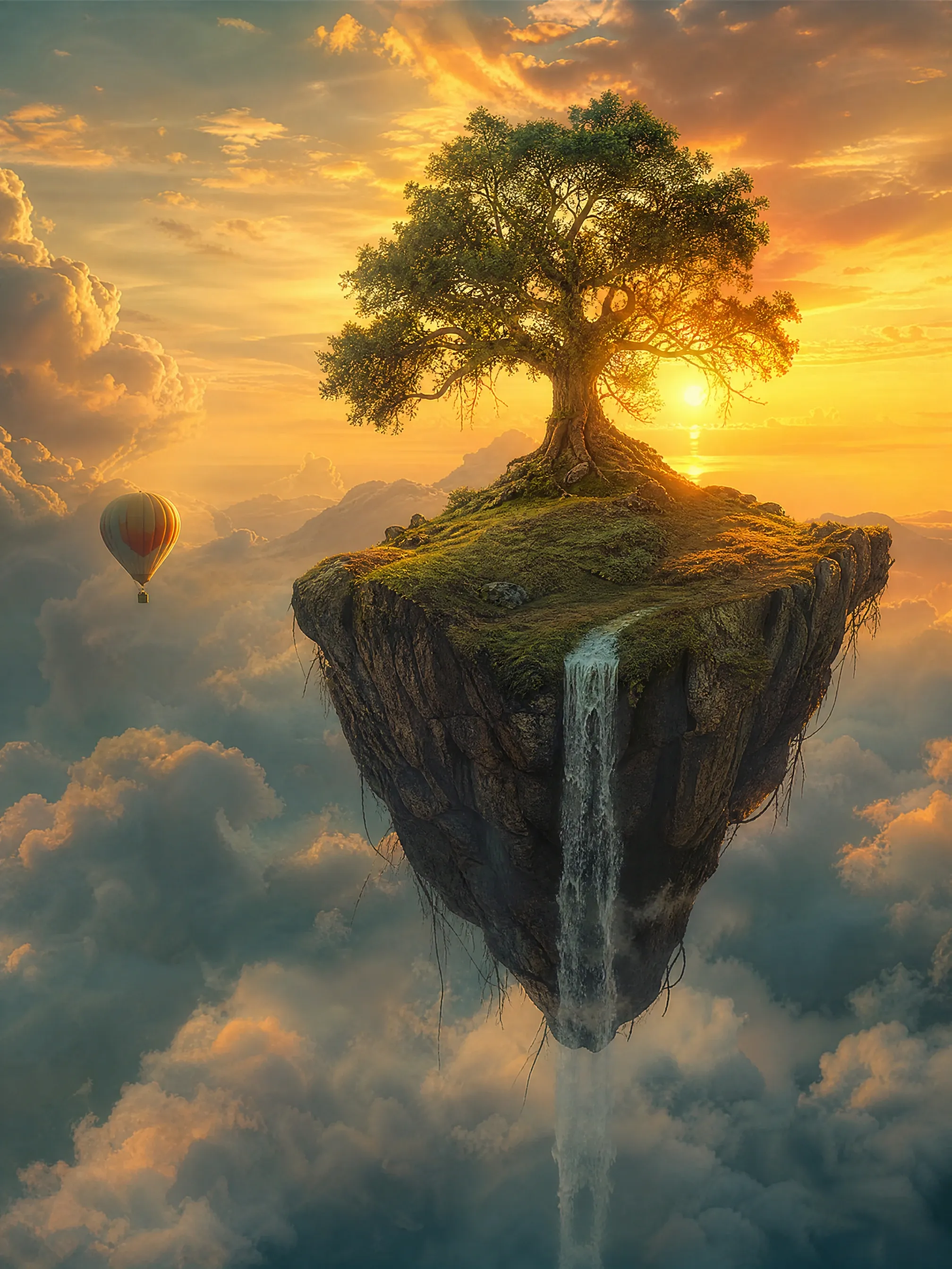 Floating island at golden hour — AI generated image example
